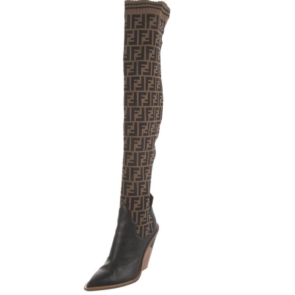 FENDI Zucca FF Logo Printed Sock Boots - Picture 2 of 5